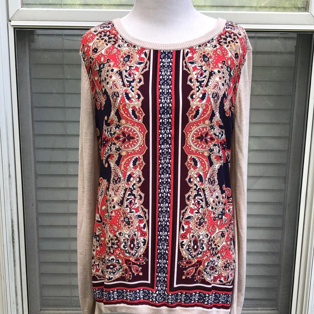 Market & Spruce Tan Open Back Sweater size M